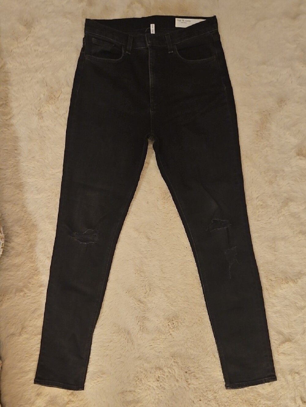 Rag & Bone High-Rise Skinny Jeans In Black Size 28 Soft Denim